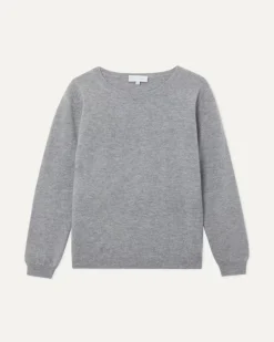 Kujten Sweaters & Sweatshirts>Basic Woman Round Neck Cashmere Sweater Gris Chine
