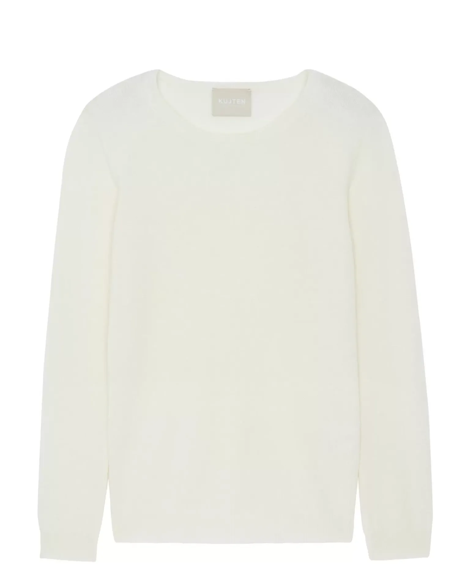 Kujten Sweaters & Sweatshirts>Basic Woman Round Neck Cashmere Sweater, 2-Threads Blanc