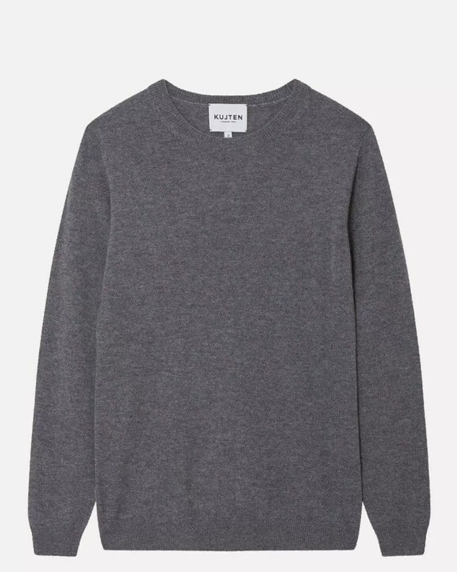 Kujten Sweaters & Sweatshirts>Basic Woman Round Neck Cashmere Sweater, 2-Threads Gris Flanelle