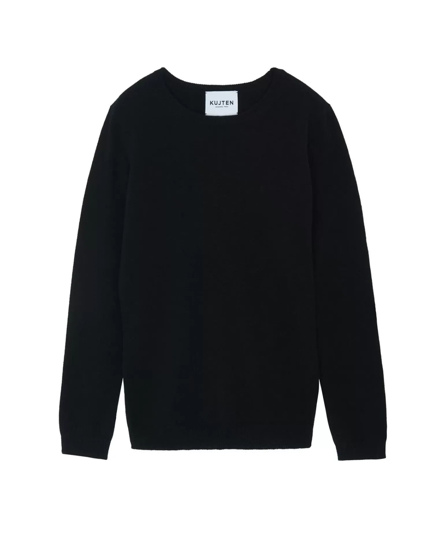 Kujten Sweaters & Sweatshirts>Basic Woman Round Neck Cashmere Sweater, 2-Threads Noir