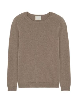 Kujten Sweaters & Sweatshirts>Basic Woman Round Neck Cashmere Sweater, 2-Threads Beige Taupe
