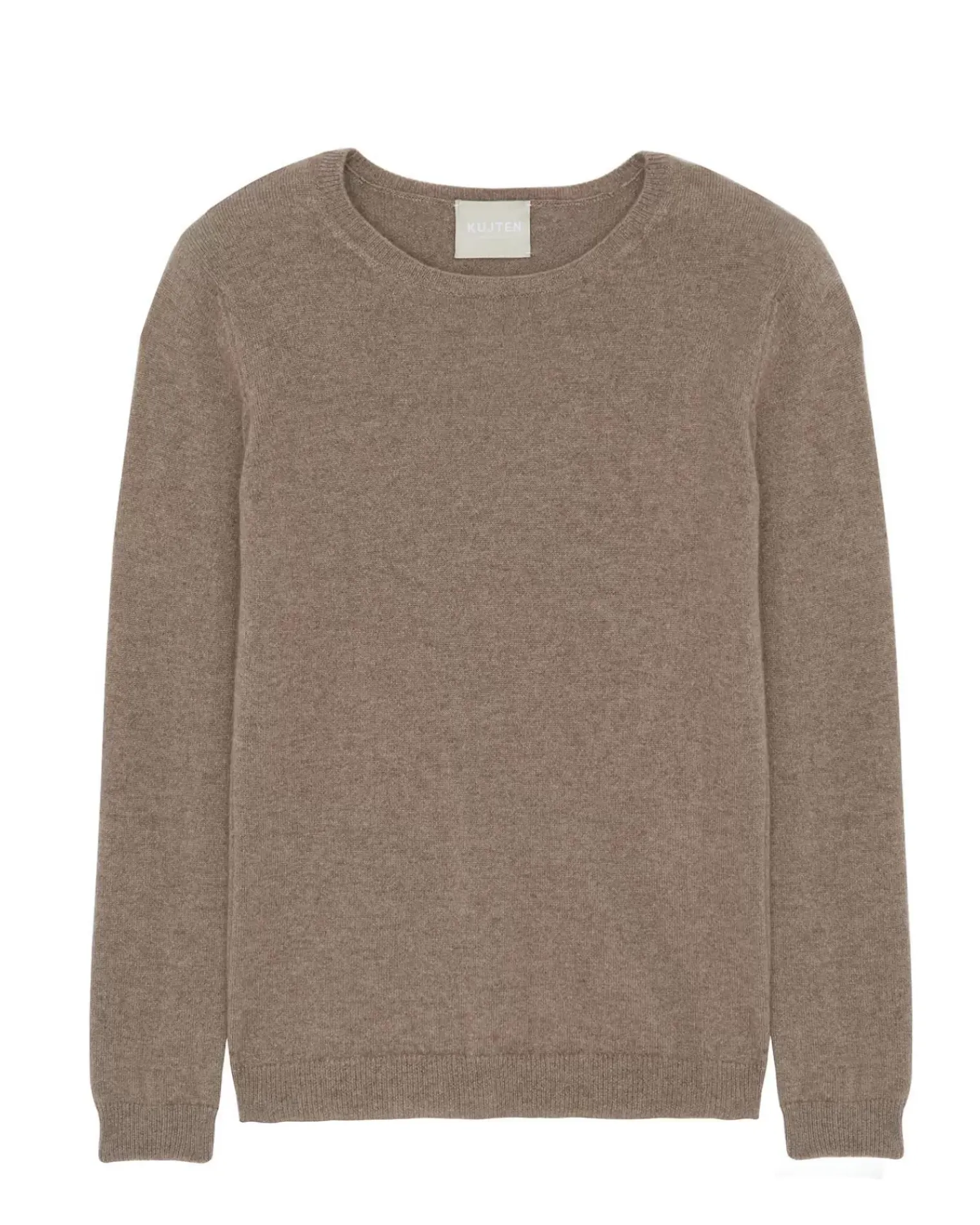 Kujten Sweaters & Sweatshirts>Basic Woman Round Neck Cashmere Sweater, 2-Threads Beige Taupe