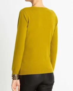 Kujten Sweaters & Sweatshirts>Basic Woman Round Neck Cashmere Sweater Vert Olive