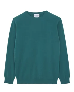 Kujten Sweaters & Sweatshirts>Basic Women Round Neck Cashmere Sweater, 2-Threads Vert Perroquet