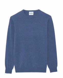 Kujten Sweaters & Sweatshirts>Basic Women Round Neck Cashmere Sweater Bleu Denim
