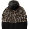 Kujten Hats & Headbands>Bicolored Cashmere Hat With Pompom Noir