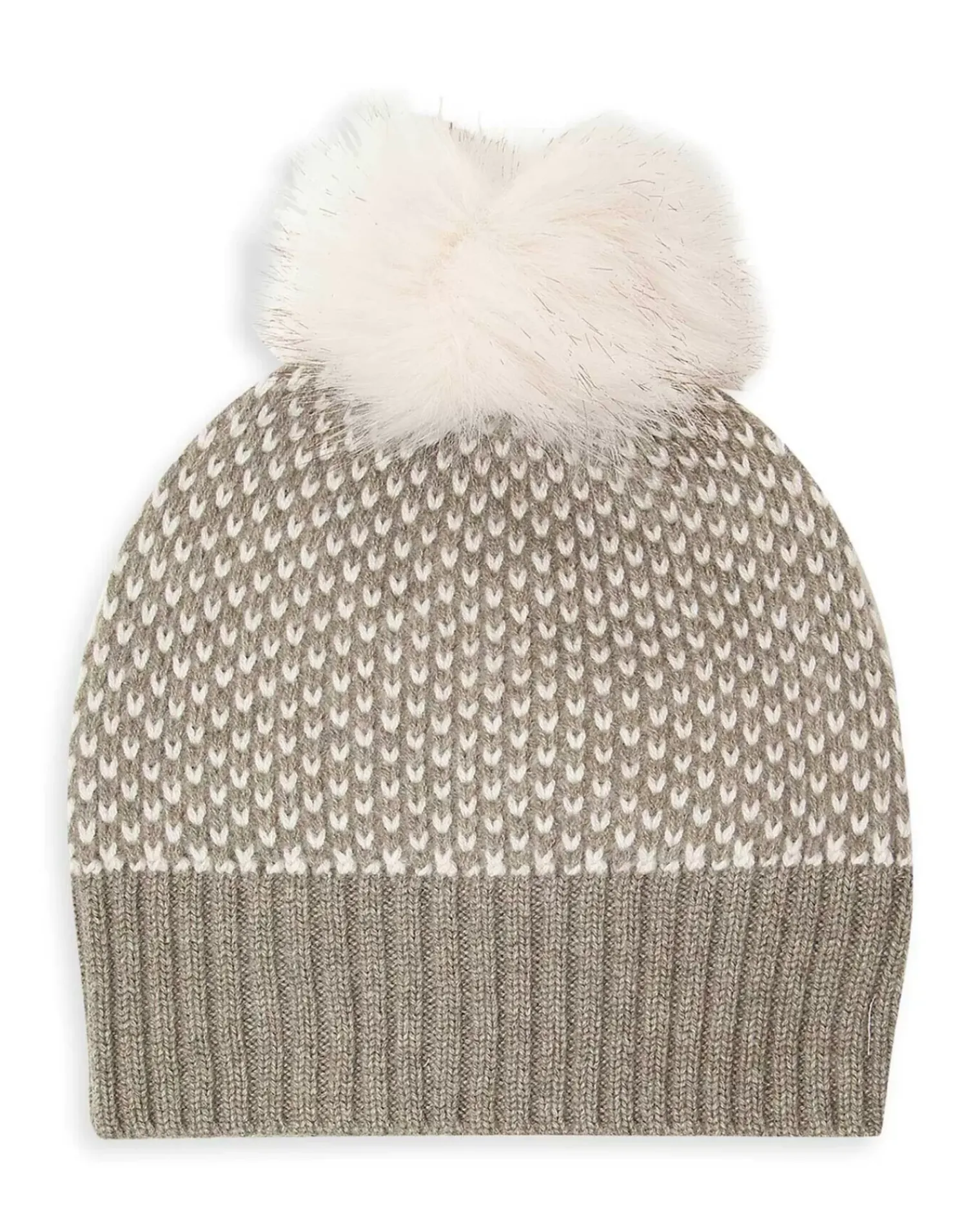 Kujten Hats & Headbands>Bicolored Cashmere Hat With Pompom Kaki Chine