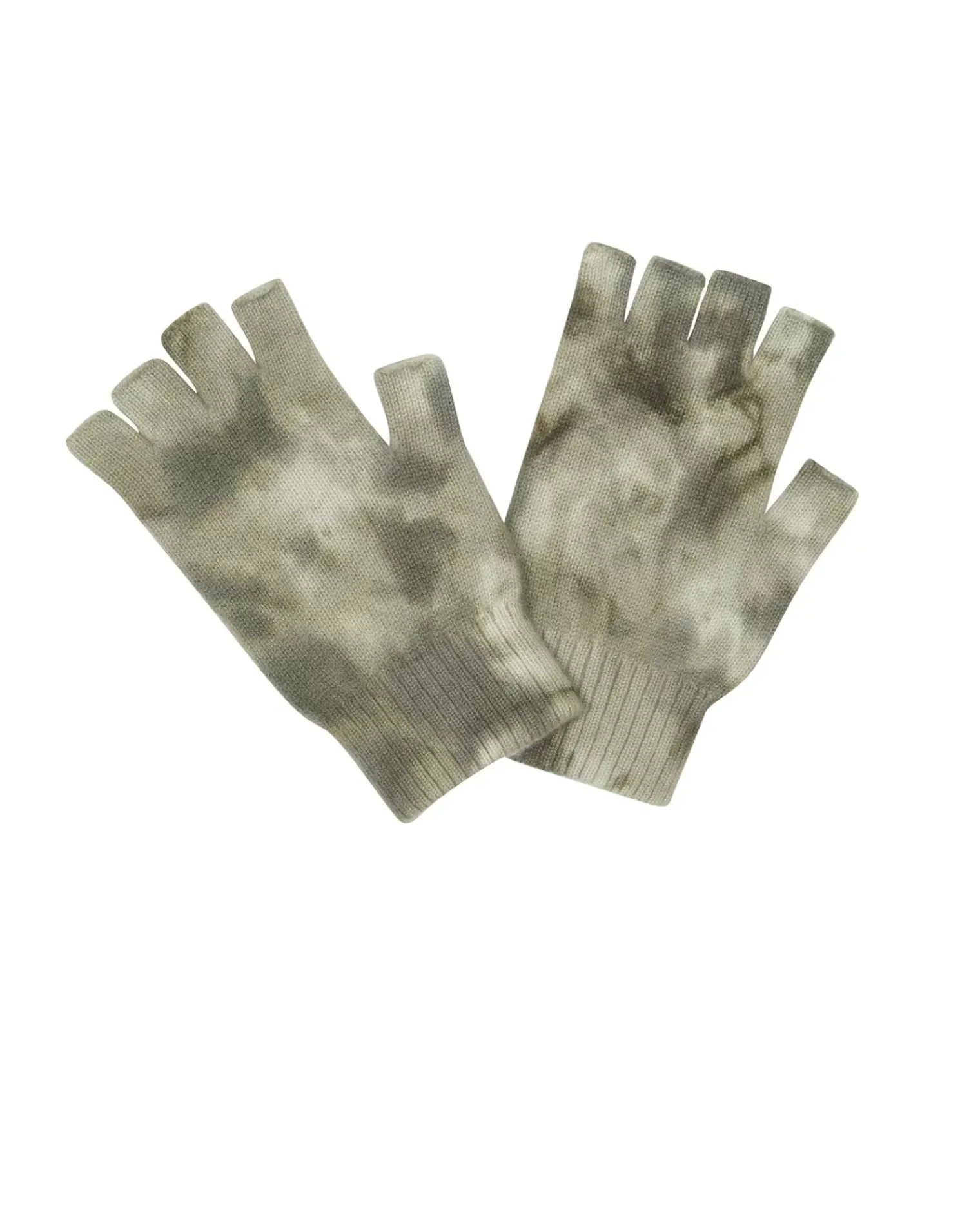 Kujten Gloves & Mittens>Bleached Short Cashmere Mittens Kaki Fonce