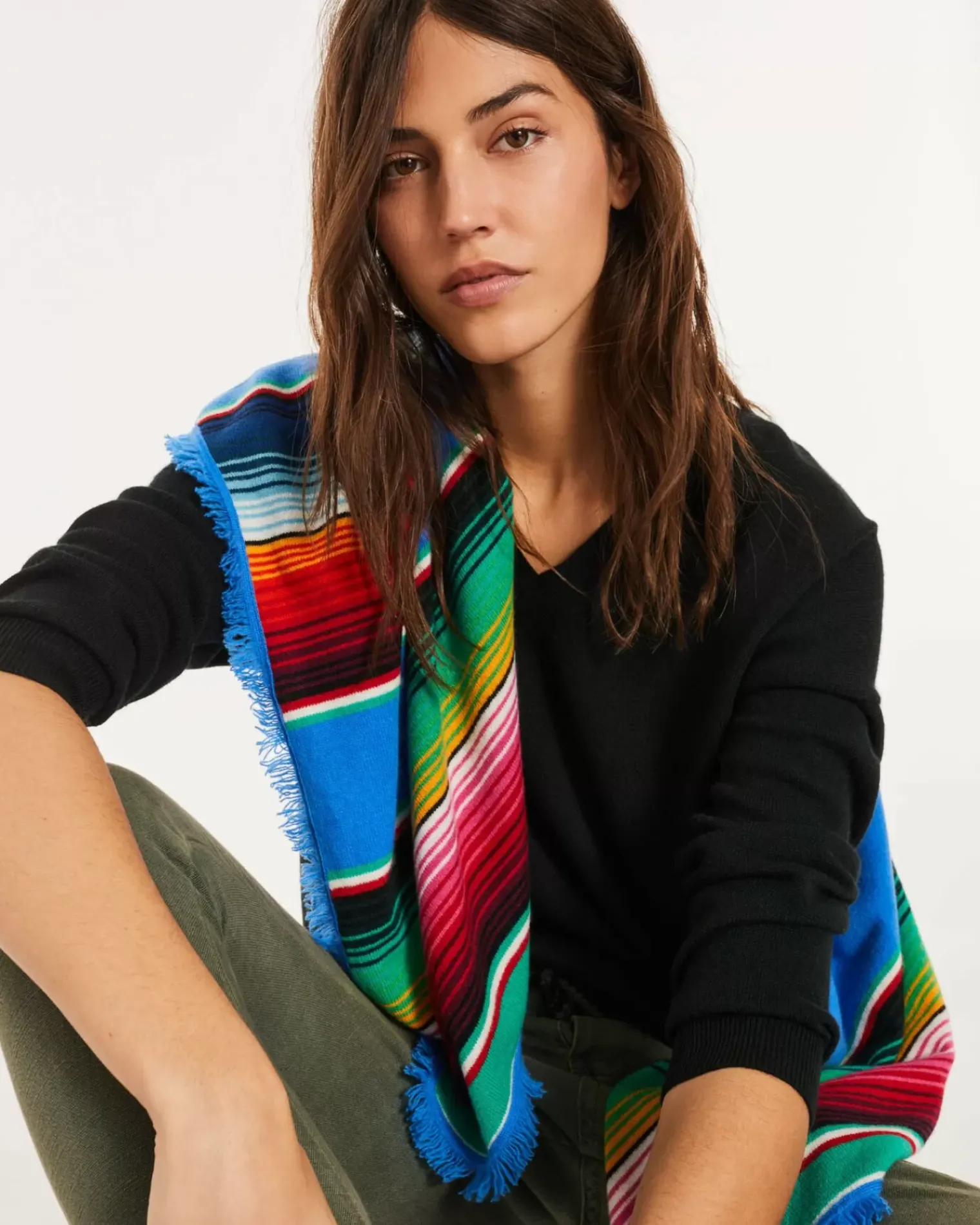 Kujten Sweaters & Sweatshirts>Boyfriend Woman V-Neck Cashmere Sweater Noir
