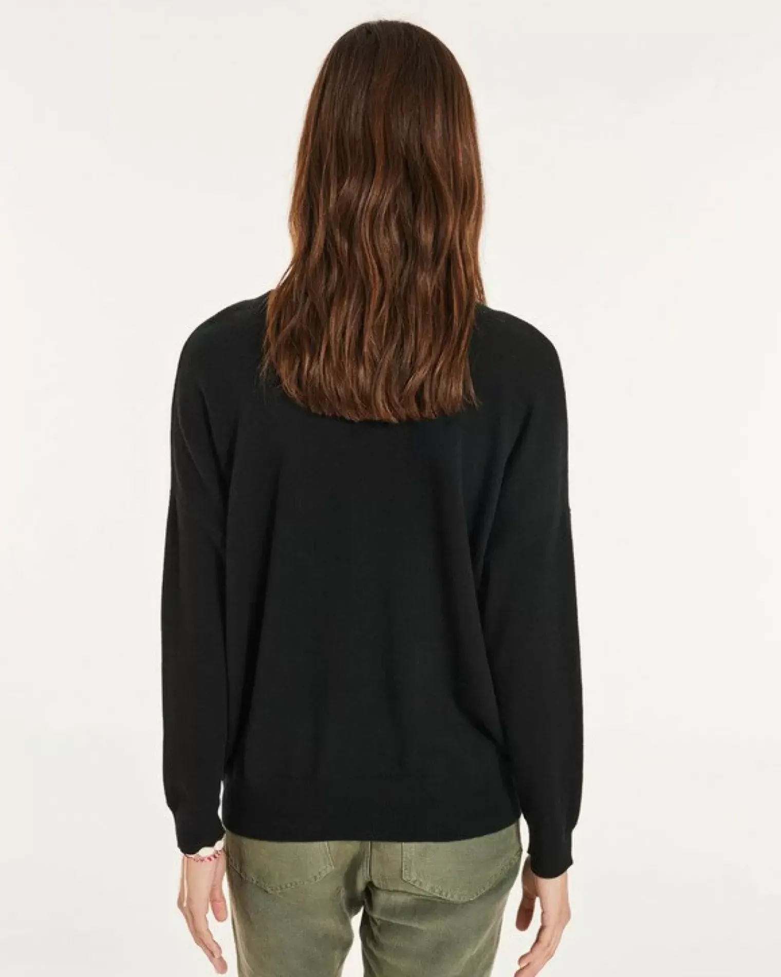 Kujten Sweaters & Sweatshirts>Boyfriend Woman V-Neck Cashmere Sweater Noir