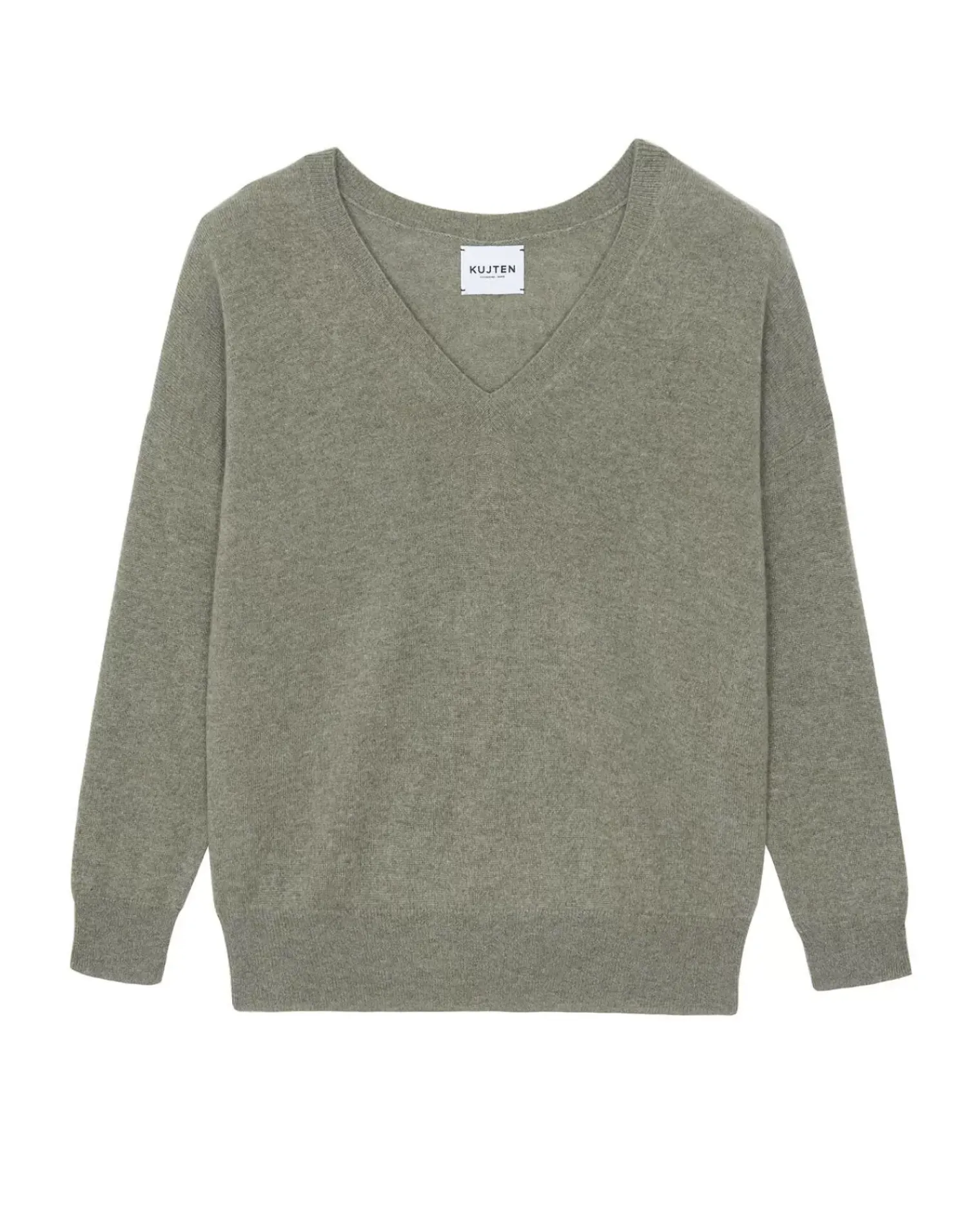 Kujten Sweaters & Sweatshirts>Boyfriend Woman V-Neck Cashmere Sweater Kaki Chine