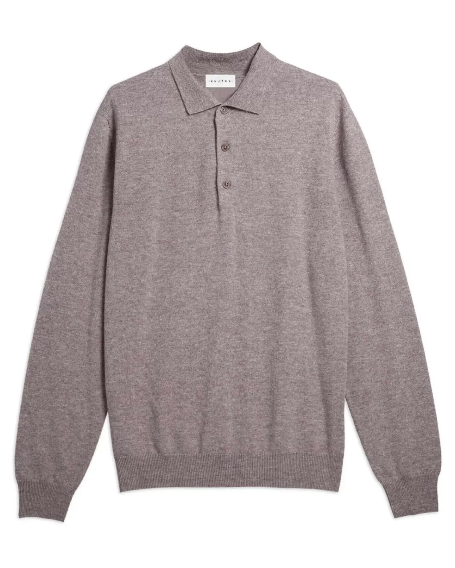 Kujten Sweaters & Sweatshirts>Buttoned Cashmere Polo Beige Taupe Chine