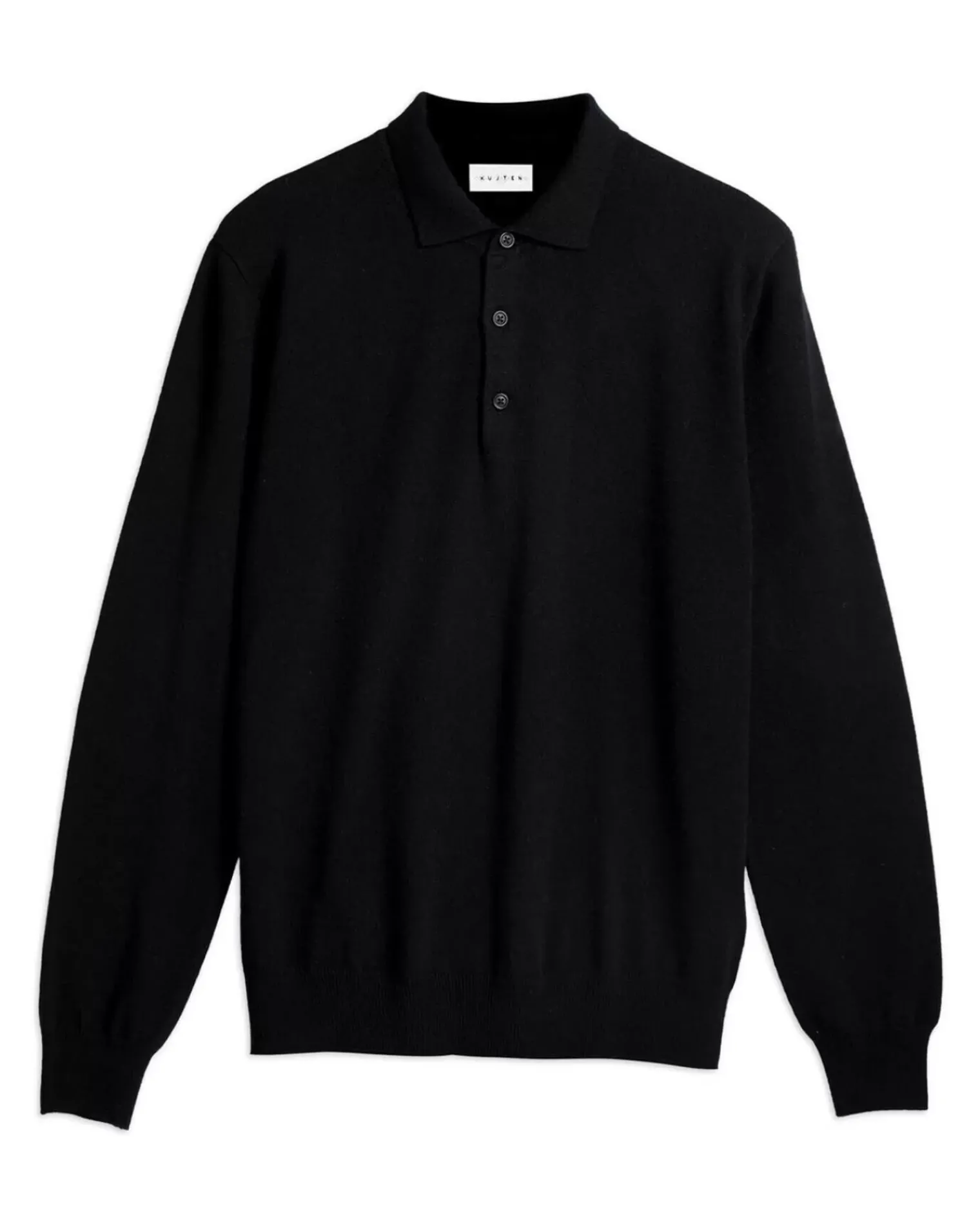 Kujten Sweaters & Sweatshirts>Buttoned Cashmere Polo Noir