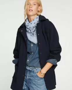 Kujten Coats>Cachemire Caban Dufflecoat Bleu Marine Fonce