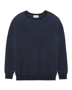 Kujten Jackets & Vests>Cardigan Stitch Cashmere Sweater, 2-Threads Bleu Marine Fonce