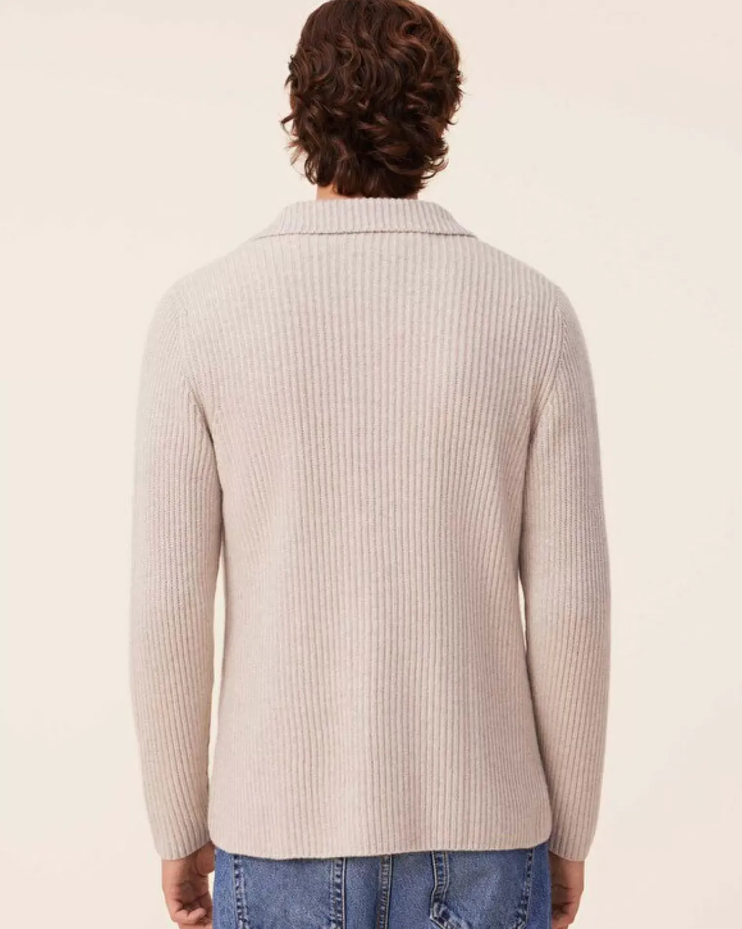 Kujten Jackets & Vests>Cardigan Stitch Cashmere Blazer Jacket, 6-Threads Avoine