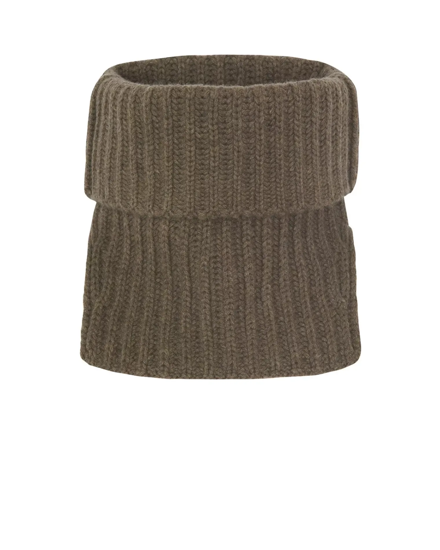 Kujten Scarves & Snoods>Cardigan Stitch Cashmere Snood, 16-Thread Kaki Moss