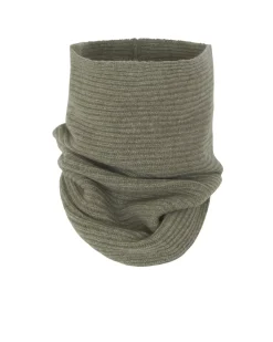 Kujten Scarves & Snoods>Cardigan Stitch Cashmere Snood, 4-Threads Kaki Chine