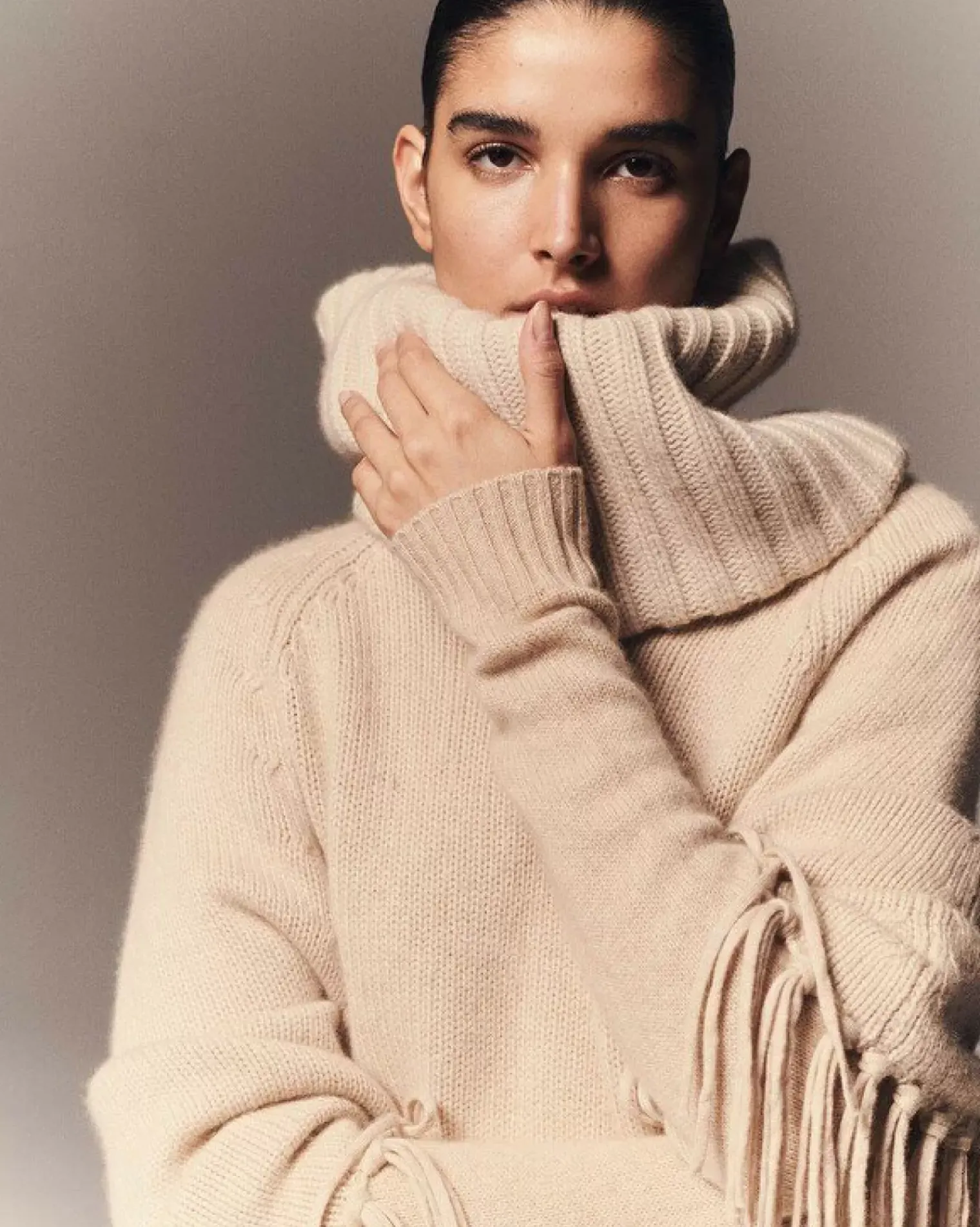 Kujten Scarves & Snoods>Cardigan Stitch Cashmere Snood, 16-Thread Organique