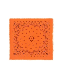 Kujten Scarves & Snoods>Cashmere Bandana Orange Fluo