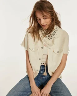 Kujten Scarves & Snoods>Cashmere Bandana, 2-Threads Blanc