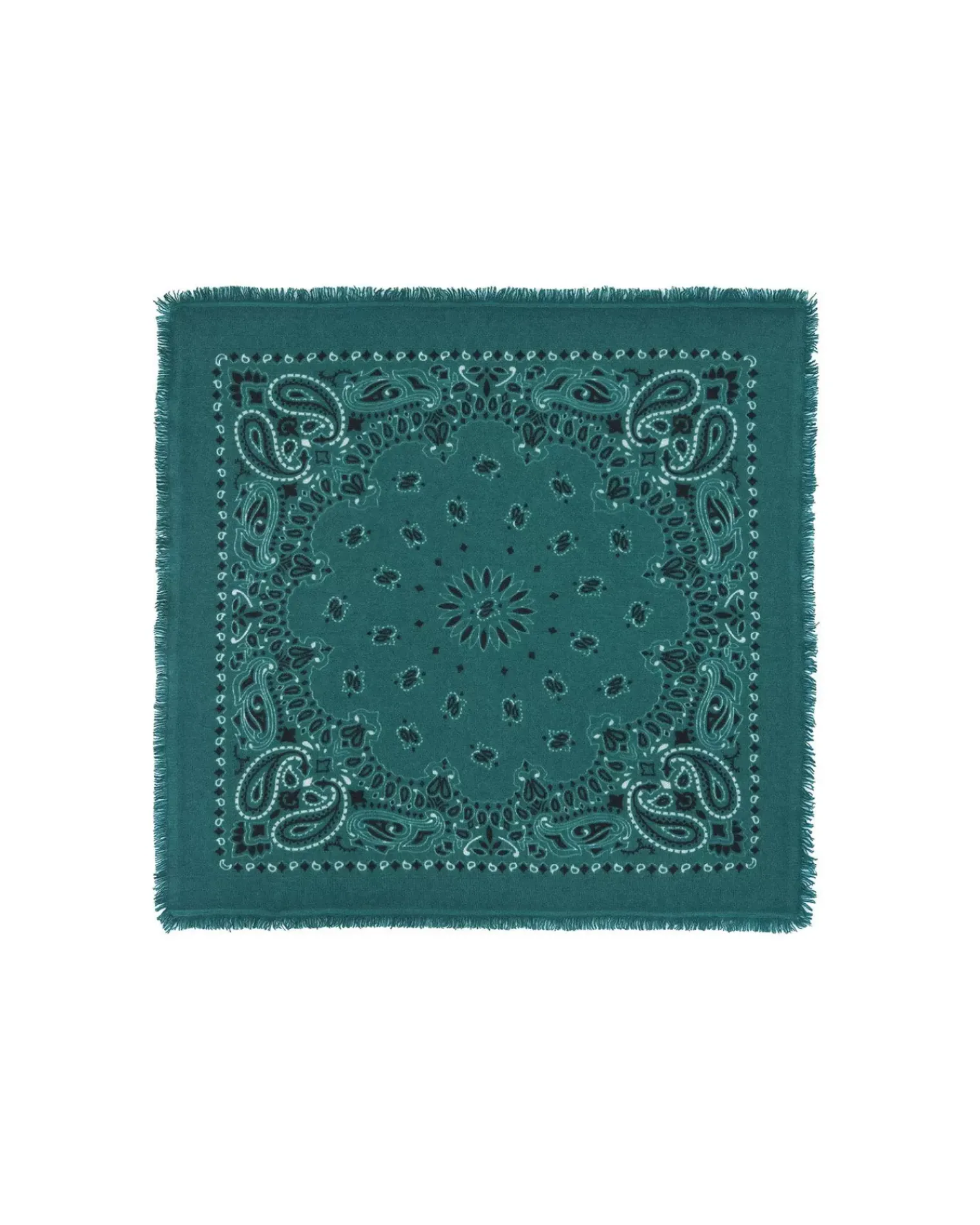 Kujten Bandanas>Cashmere Bandana With Fringes, 2-Threads Vert Foret