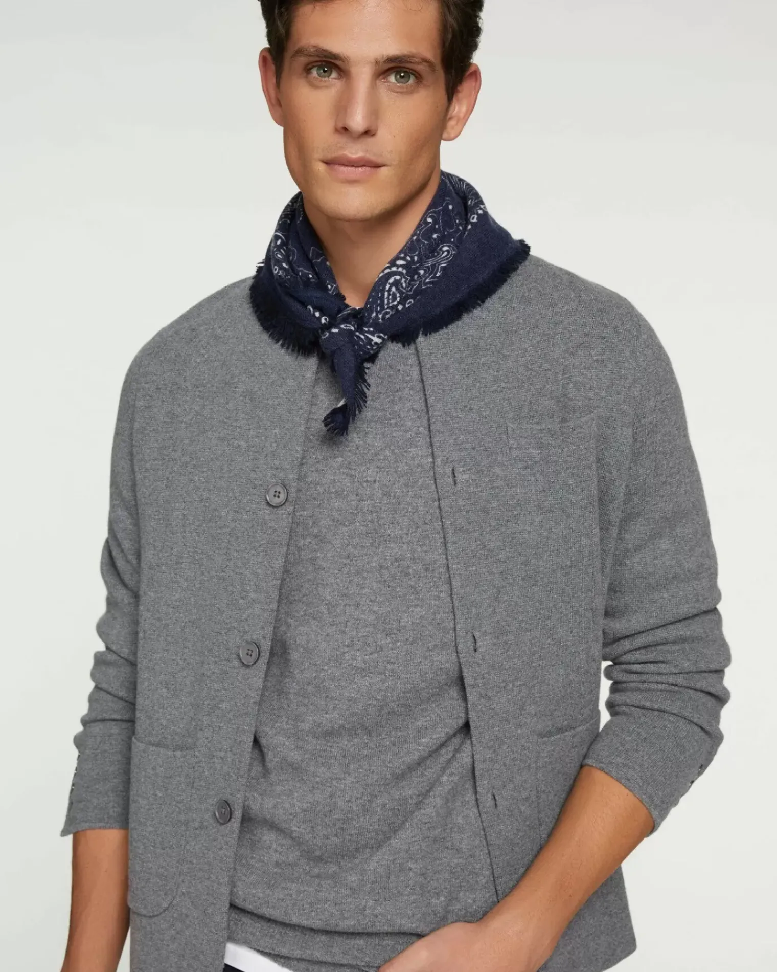 Kujten Jackets & Vests>Cashmere Button Jacket Gris Flanelle