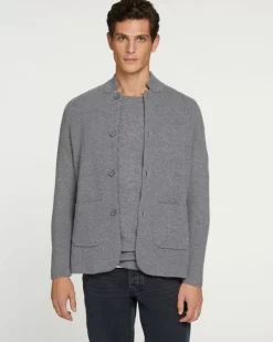 Kujten Jackets & Vests>Cashmere Button Jacket Gris Flanelle