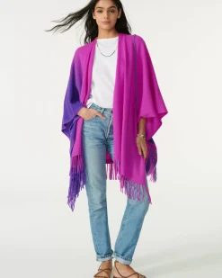 Kujten Capes & Ponchos>Cashmere Cape Violet Fluo