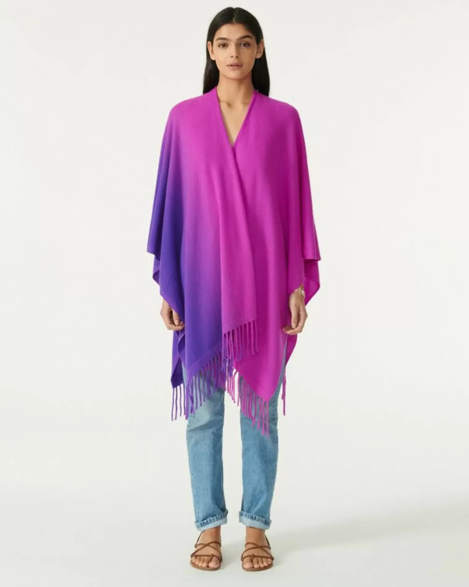 Kujten Capes & Ponchos>Cashmere Cape Violet Fluo