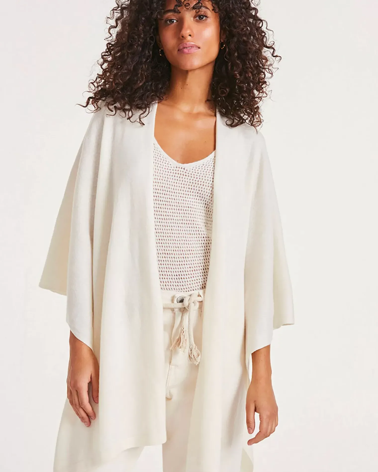 Kujten Capes & Ponchos>Cashmere Cape, 2-Threads Blanc