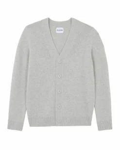 Kujten Jackets & Vests>Cashmere Cardigan Gris Bouleau