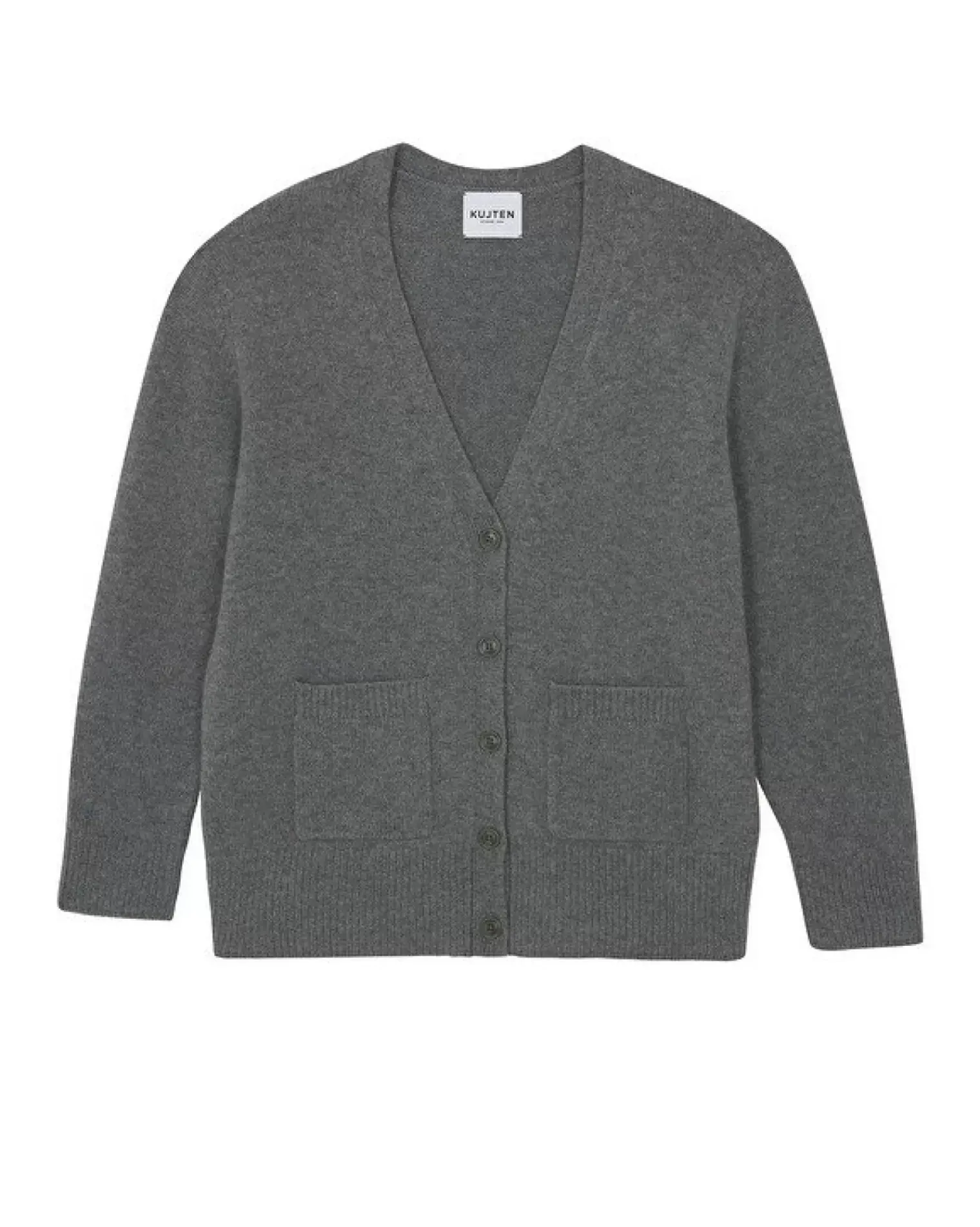 Kujten Jackets & Vests>Cashmere Cardigan, 6-Threads Gris Flanelle