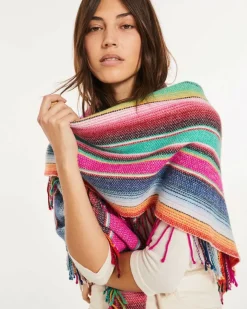 Kujten Bandanas>Cashmere Fringe Shawl Rose Magenta