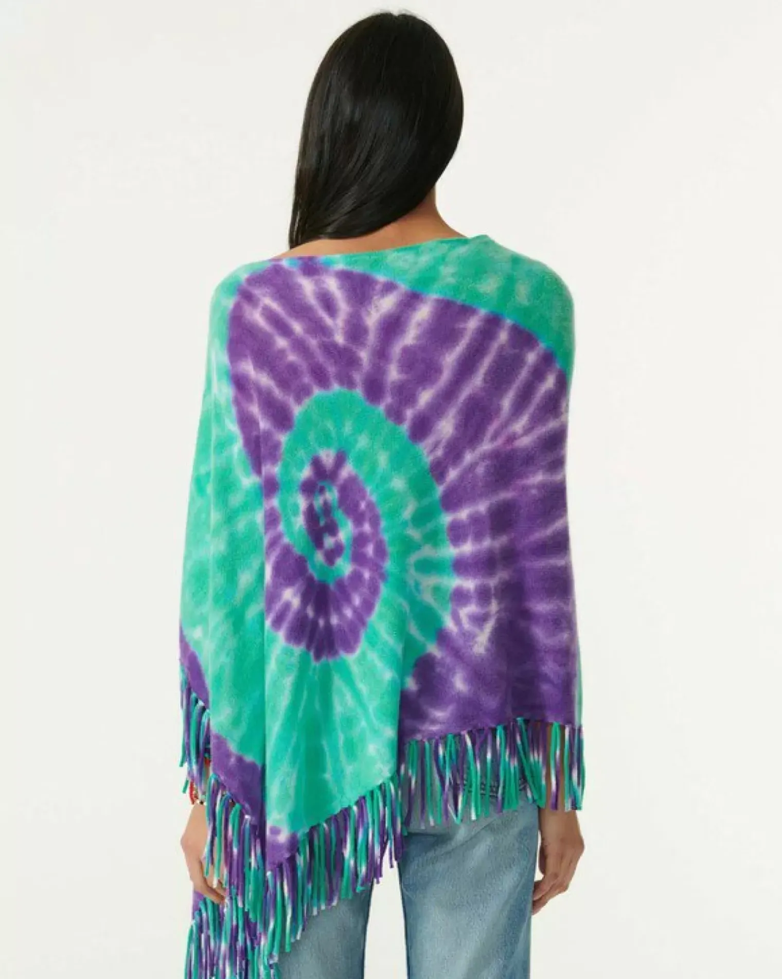 Kujten Capes & Ponchos>Cashmere Fringed Poncho Deep Purple