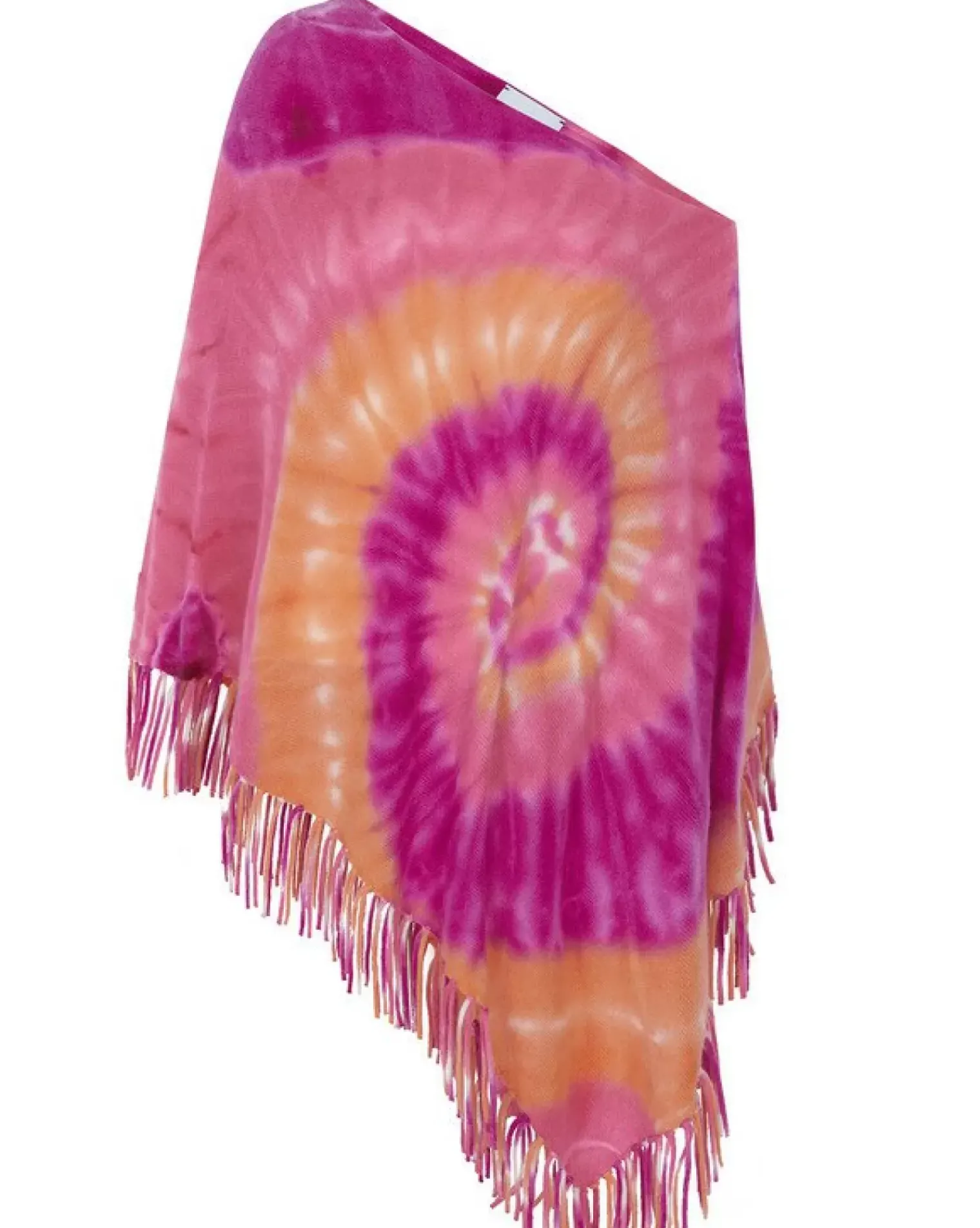 Kujten Capes & Ponchos>Cashmere Fringed Poncho Rose Neon