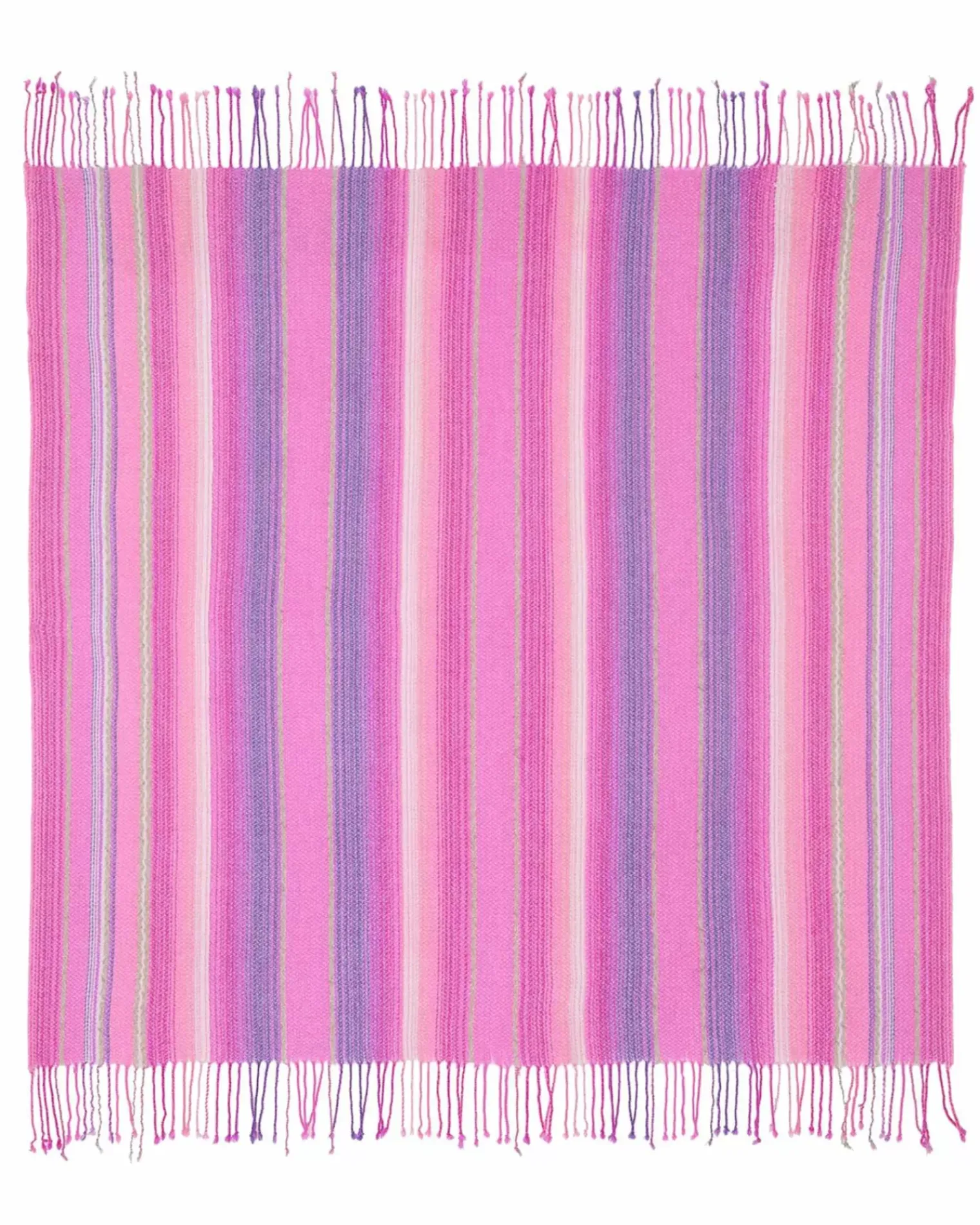 Kujten Scarves & Snoods>Cashmere Fringed Shawl Rose Neon