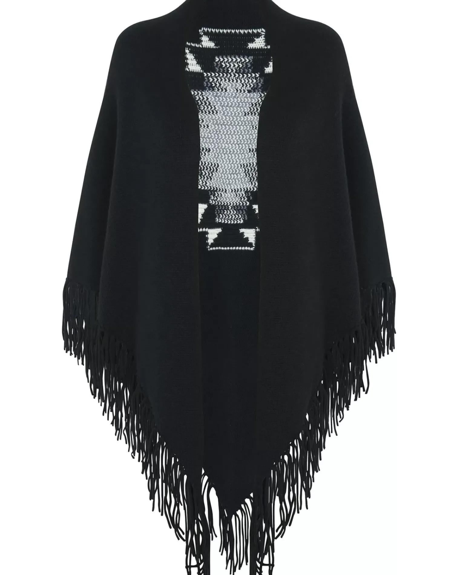 Kujten Scarves & Snoods>Cashmere Fringed Shawl, 12-Threads Noir