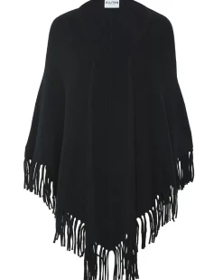 Kujten Scarves & Snoods>Cashmere Fringed Shawl, 4-Threads Noir
