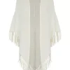 Kujten Scarves & Snoods>Cashmere Fringed Shawl, 4-Threads Blanc