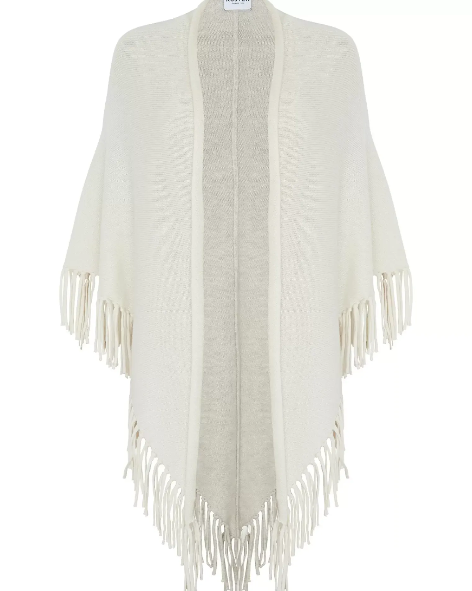 Kujten Scarves & Snoods>Cashmere Fringed Shawl, 4-Threads Blanc