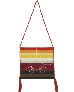 Kujten Bags>Cashmere Hand-Embroidered Striped Bag With Pompoms Camelo