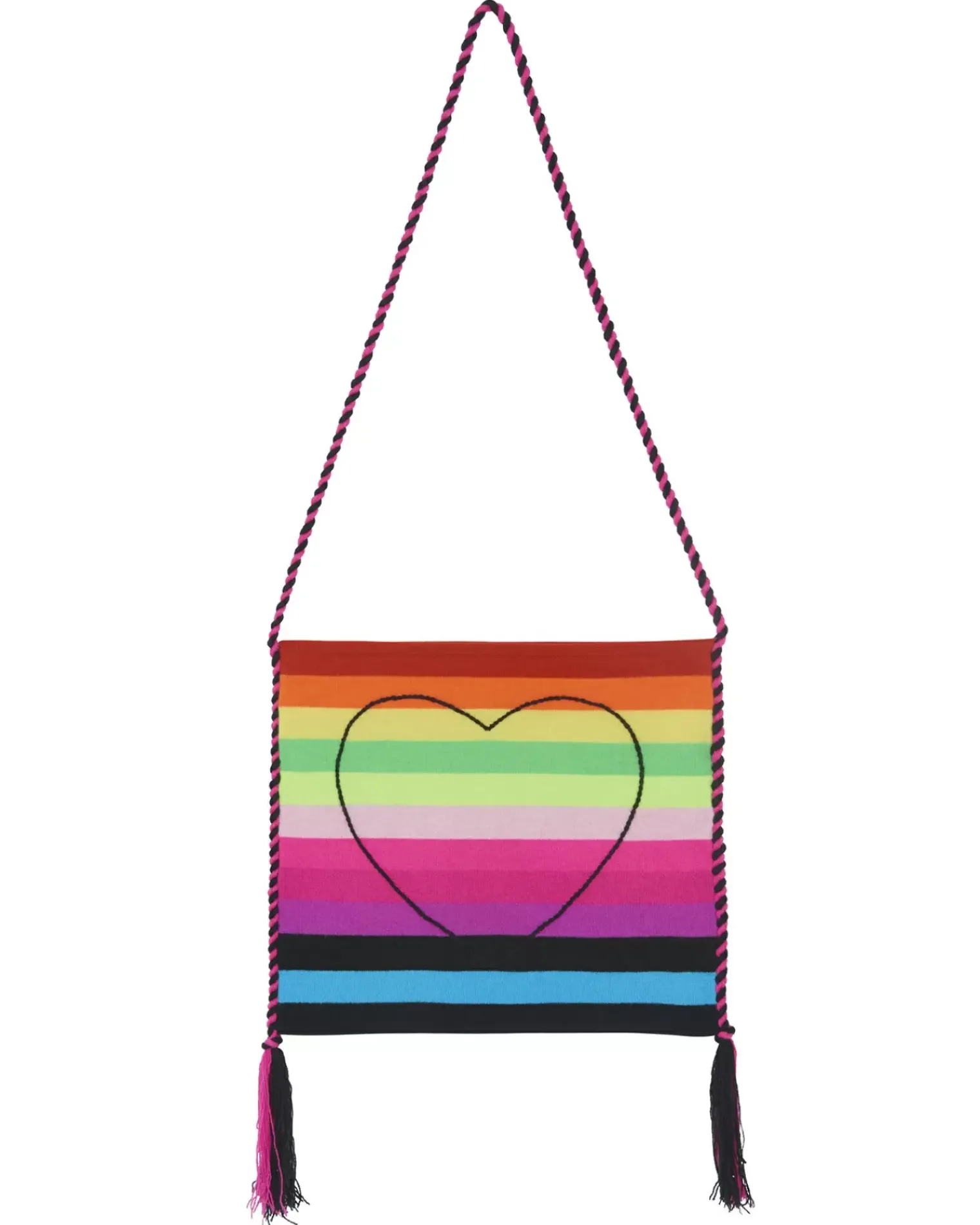 Kujten Bags>Cashmere Hand-Embroidered Heart Bag With Pompoms Multicolore