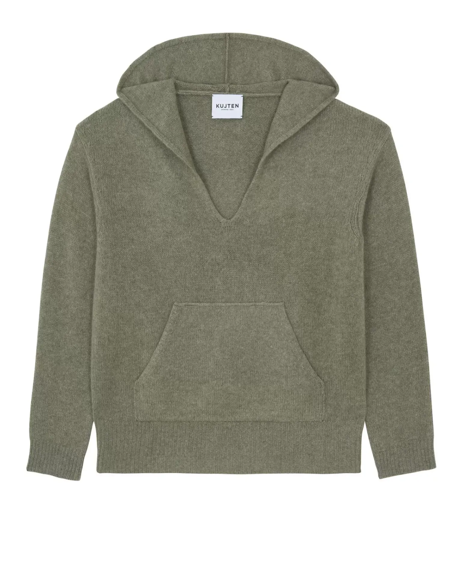 Kujten Hoodies>Cashmere Hoodie Kaki Chine