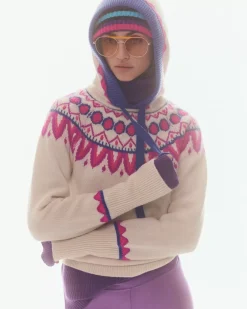 Kujten Hoodies>Cashmere Hoodie Mittens Sleeves, 6-Threads Rose Neon