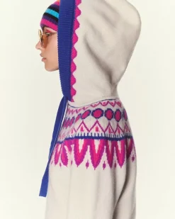 Kujten Hoodies>Cashmere Hoodie Mittens Sleeves, 6-Threads Rose Neon