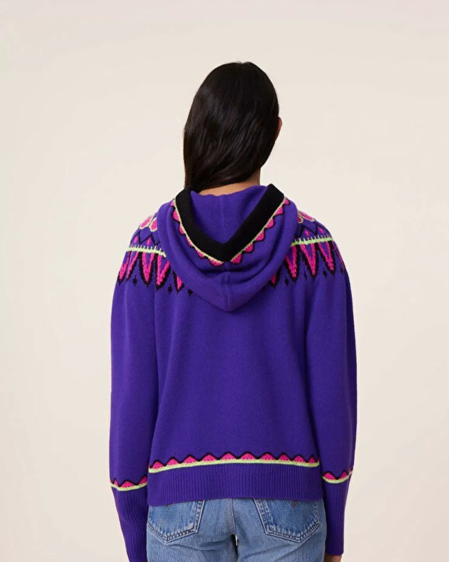 Kujten Hoodies>Cashmere Hoodie Mittens Sleeves, 6-Threads Deep Purple