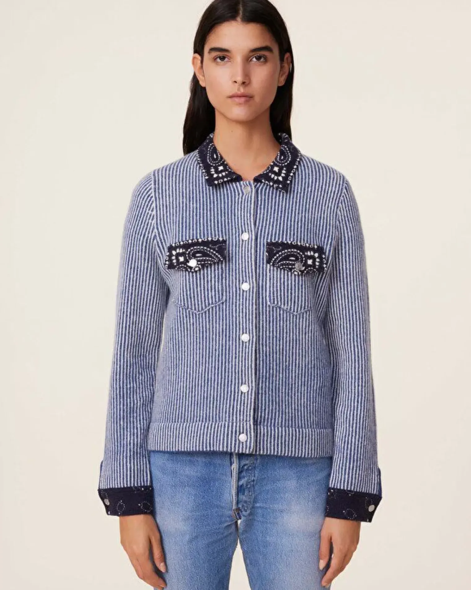 Kujten Jackets & Vests>Cashmere Jacket, 4-Threads Jeans Fonce