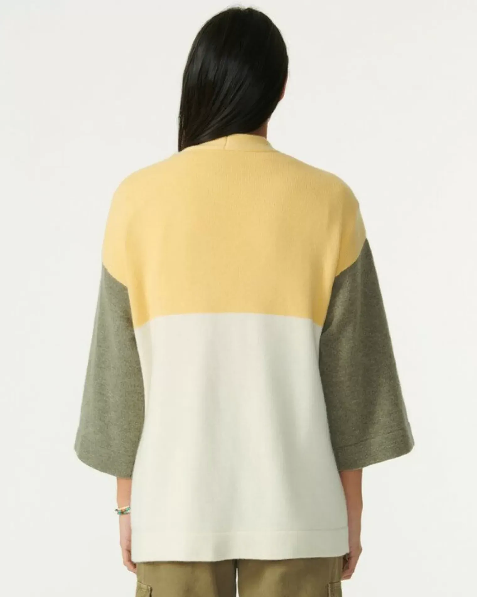 Kujten Jackets & Vests>Cashmere Kimono Cardigan Jaune Eggshell