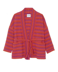 Kujten Jackets & Vests>Cashmere Kimono Jacket Orange Fluo